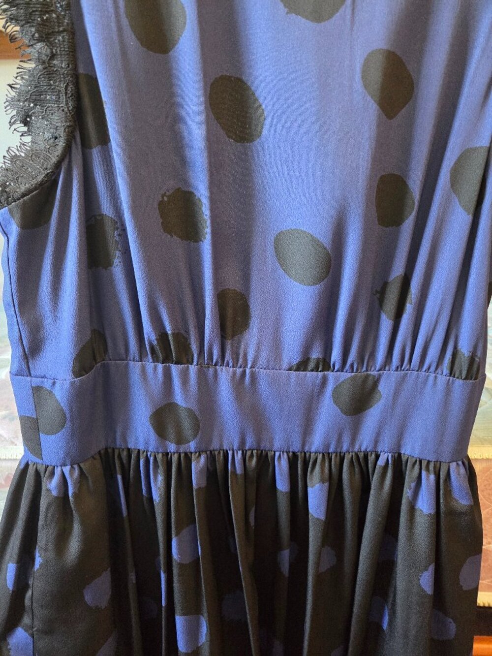 Corey Lynn Calter Black and Blue Polka Dot Size 2 Dress - Picture 5 of 7